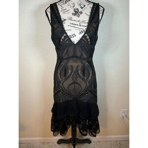 Jonathan Simkhai Guipure Lace V-Neck Tiered Cocktail Sleeveless Dress Size 6